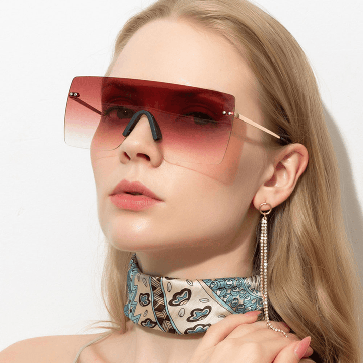 Unisex Oversizes Frameless Fashion Trend Color Gradient Sunglasses - MRSLM