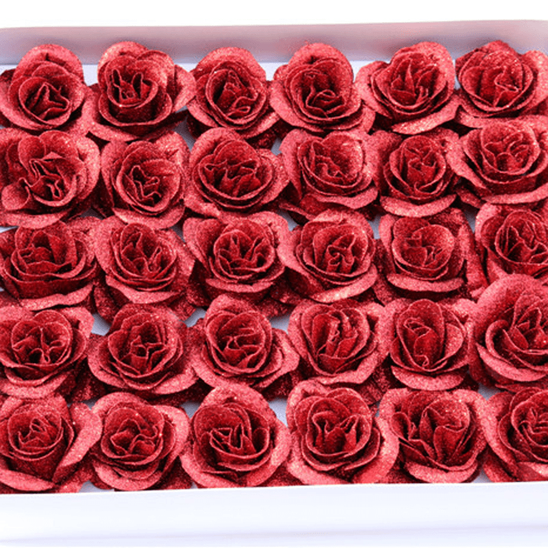 30PCS Artificial Rose Flower Crystal Gold Powder Valentine'S Day Party Gift Decorations - MRSLM