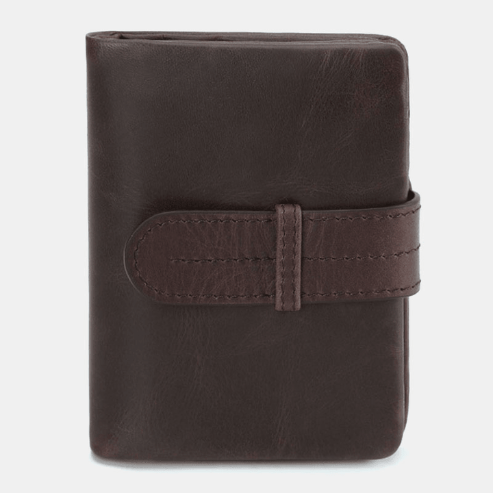 Men Oil Wax Leather Short Foldable Wallet Retro Fashion Thin Bifold Clutch Wallet Coin Purse Card Holder Money Clip - MRSLM