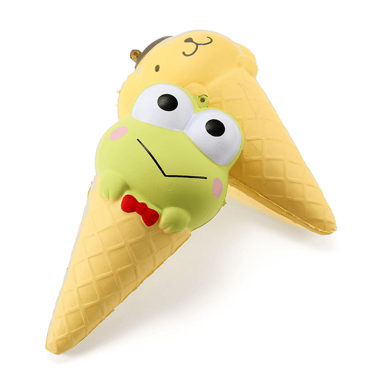Yunxin Squishy Ice Cream Cone Cartoon Frog Pudding Puppy Cute Collection Gift Decor Soft Toy - MRSLM