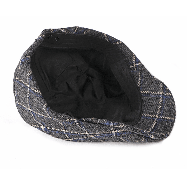 New Style Hat Male British Retro Woolen Beret Casual Plaid - MRSLM