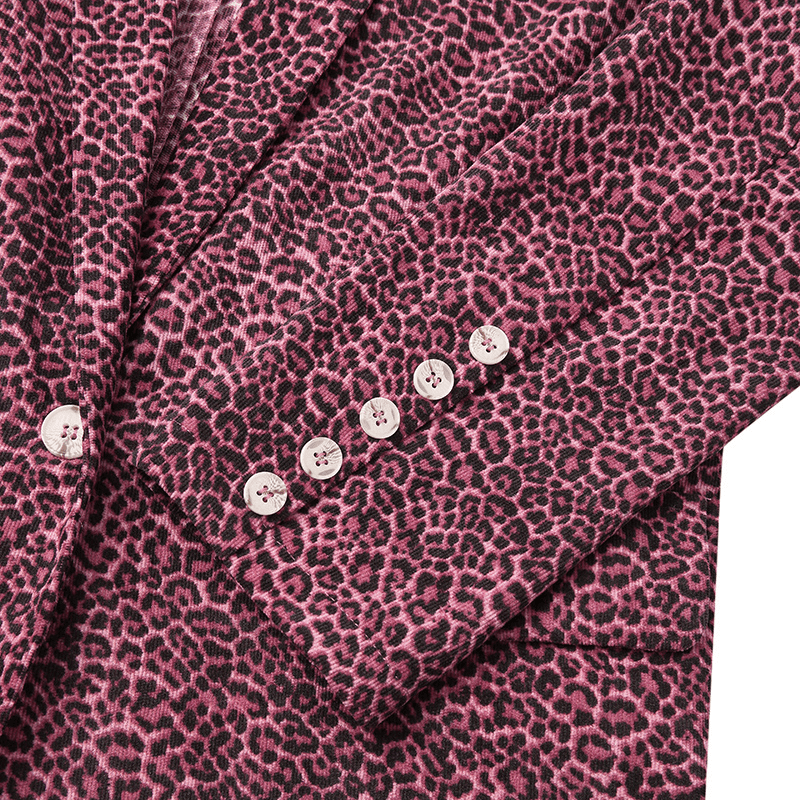 Leopard Printed Corduroy European Button Cuffs Suit for Women - MRSLM
