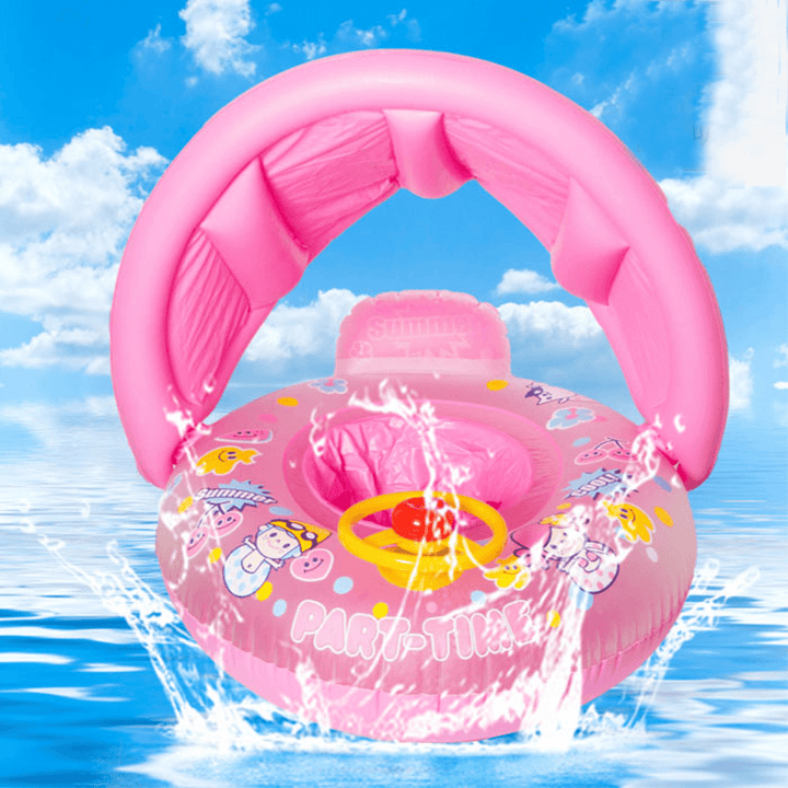 Inflatable Sunshade Baby Kids Water Float Seat Boat Swimming Ring Pool Fun - MRSLM