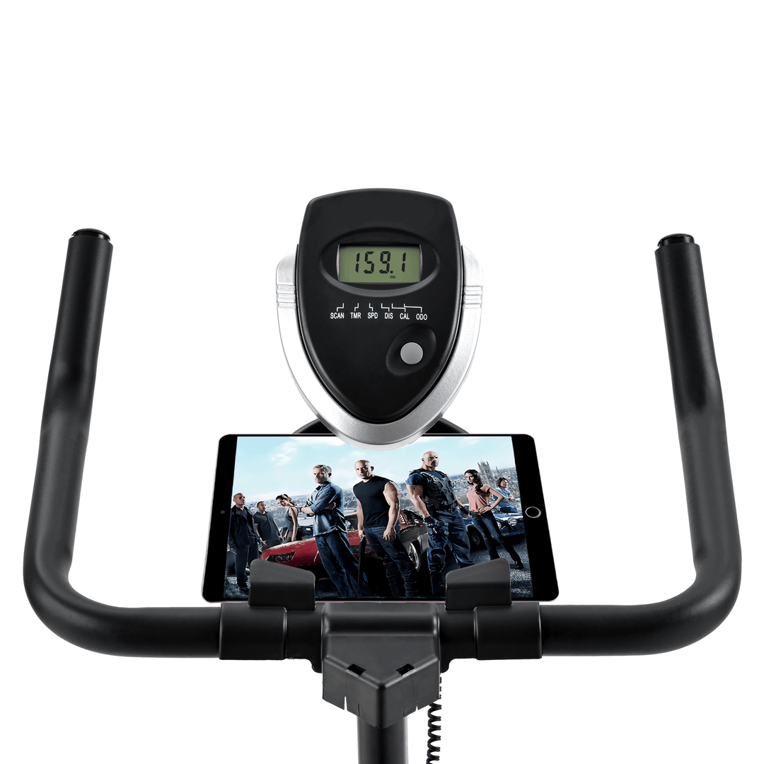 [USA Direct] Exercise Cycling Bike Belt Drive System LCD Monitor Folding Spinning Bicycle Fitness Home Gym Machine with Bottle Holder - MRSLM