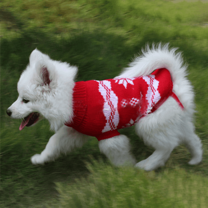 Christmas Snowflake Pet Dog Cat Autumn Winter Sweaters Warm Pullover Hoodie Costume - MRSLM