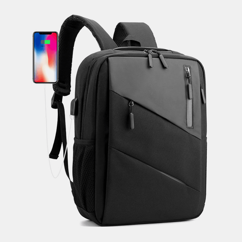 Men Large Capacity with USB Charging Business Travel Outdoor School Bag 14 Inch Laptop Bag Backpack - MRSLM