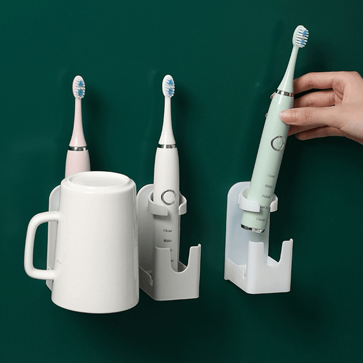 Wall Mounted Universal Electric Toothbrush Holder Rack Tooth Brush Organizer Hangable Water Cup Stander Bathroom Accessories - MRSLM