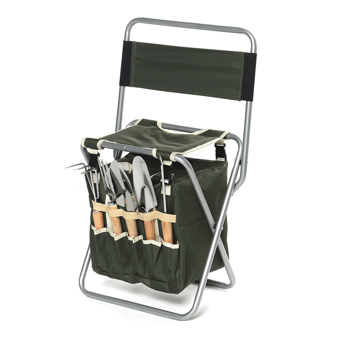 Portable Folding Fishing Chair Hiking Camping Storage Backpack Gardening Tools Storage Oxford Bags Set - MRSLM