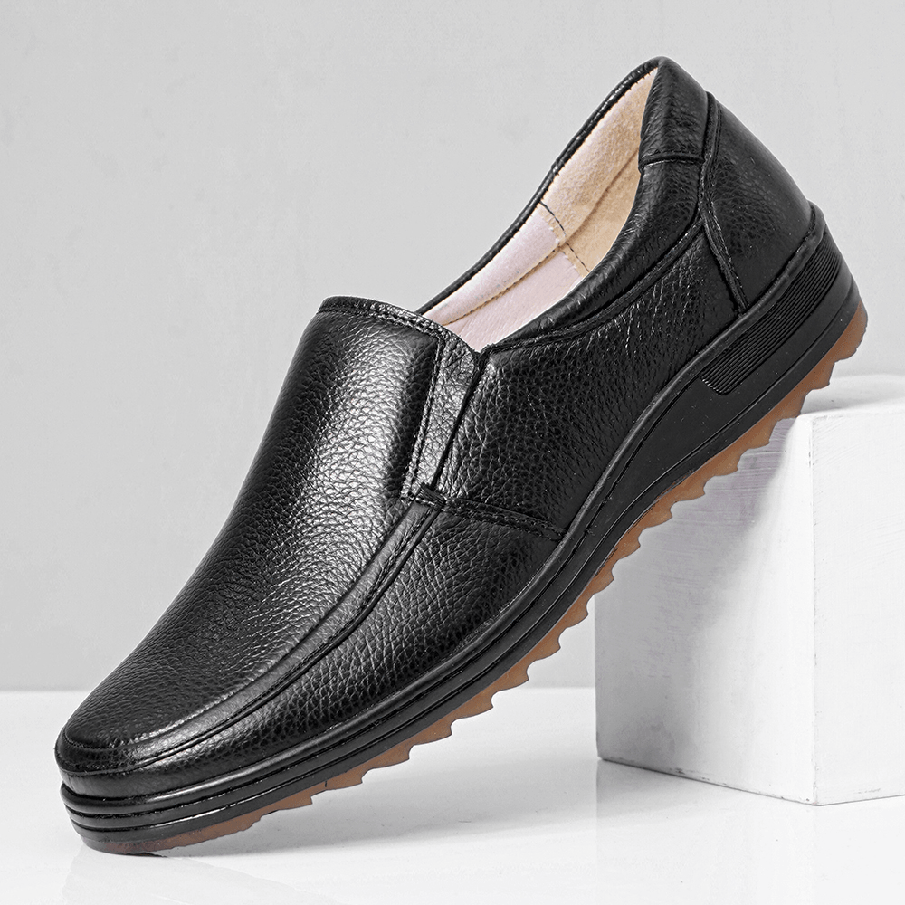 Menico Men Leather Breathable Soft Sole Non Slip Comfy Slip on Casual Business Shoes - MRSLM
