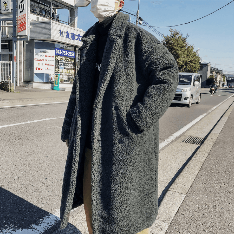 Fashion Simple Men'S Lamb Woolen Coat - MRSLM