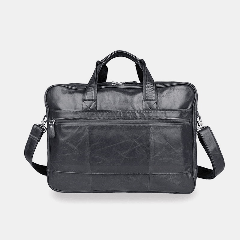 Men Faux Leather Multi-Pocket Multifunction Splashproof 15.6 Inch Laptop Bags Briefcases Crossbody Bag Handbag - MRSLM