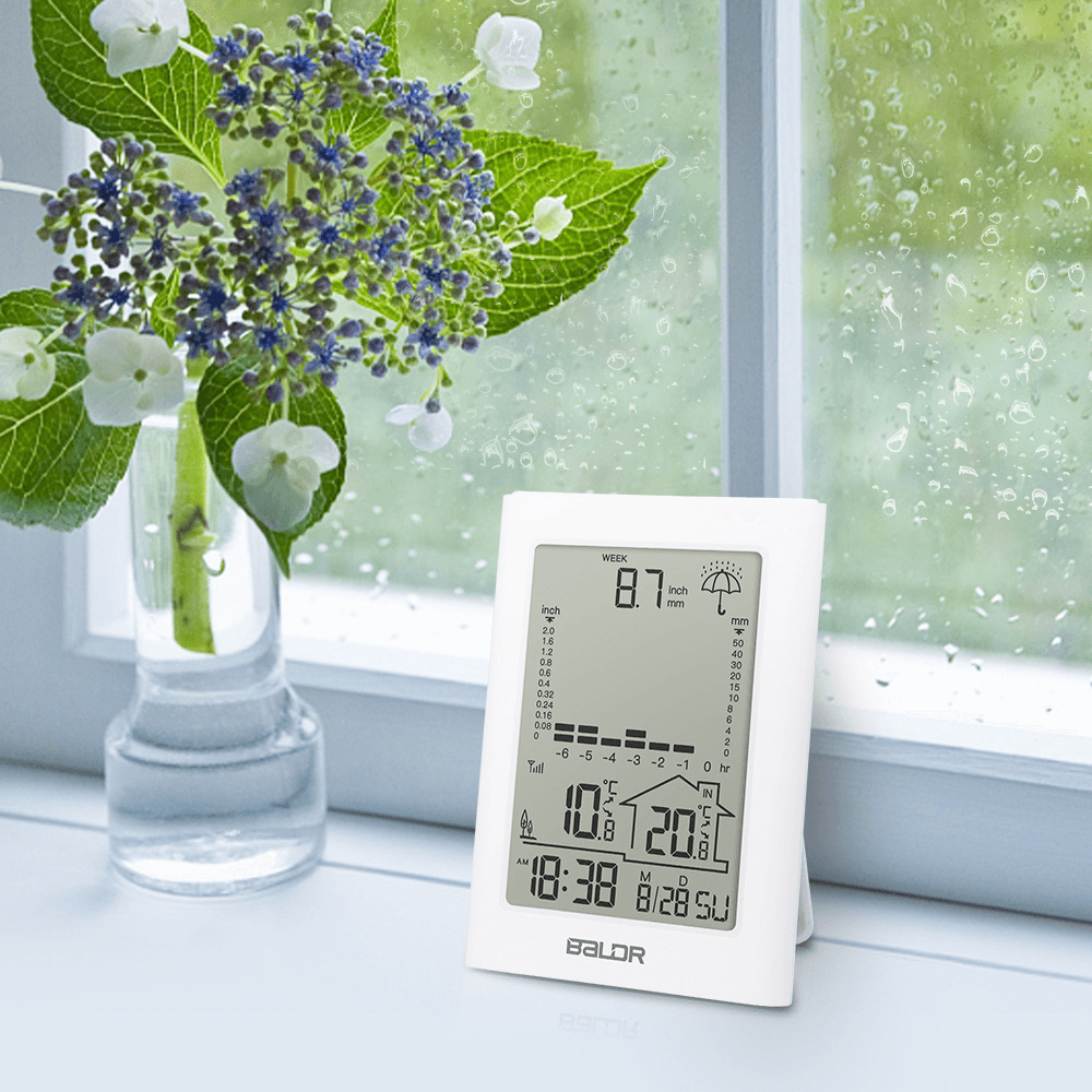 Baldr Wireless Rain Meter Gauge Weather Station Indoor/Outdoor Temperature Humidity Recorder - MRSLM
