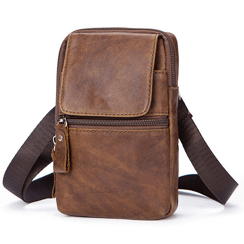 Genuine Leather Casual Vintage Single Shoulder Crossboby Bag for Men - MRSLM