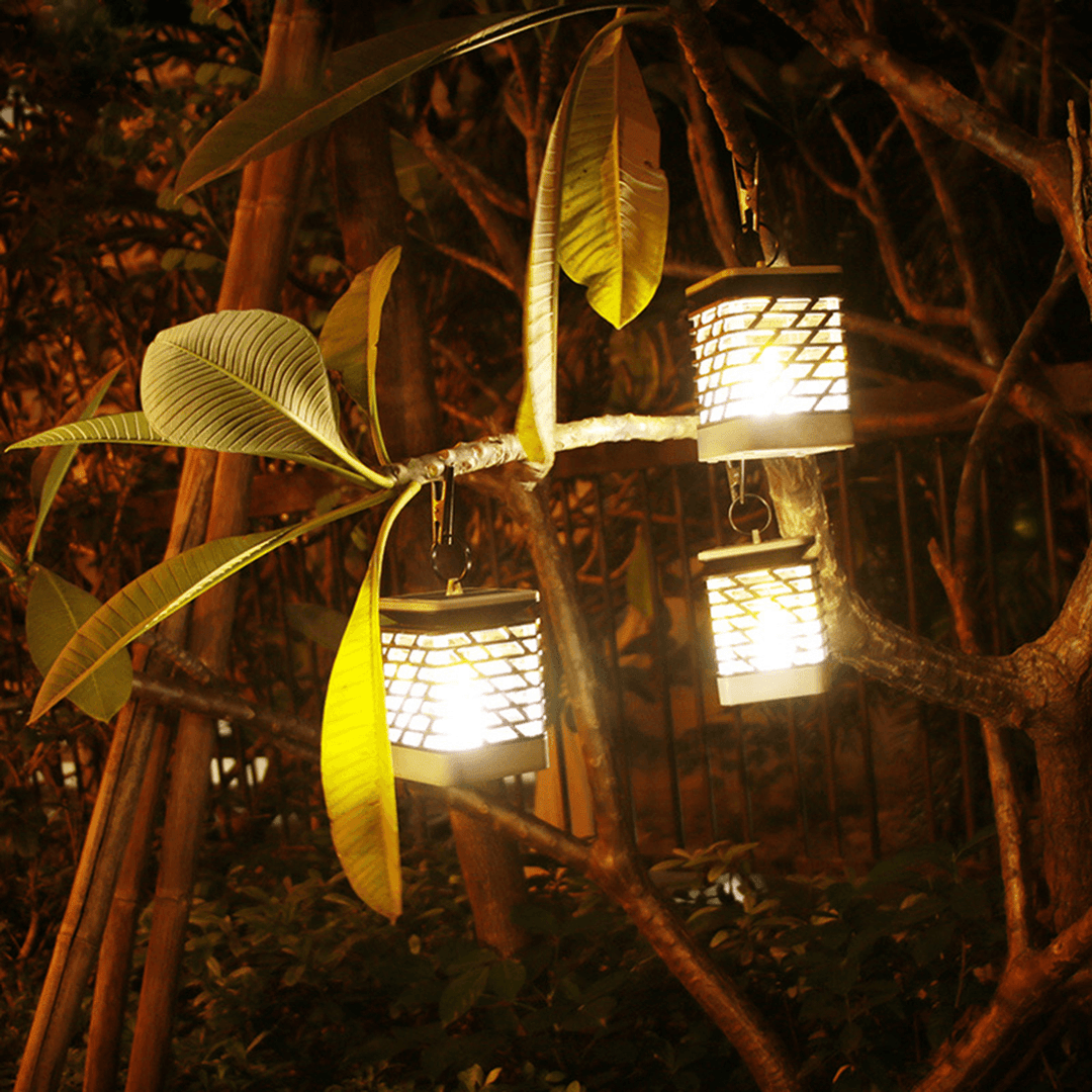 Outdoor LED Solar Lantern Hanging Light LED Waterproof Candle Yard Garden Camping Lamp - MRSLM