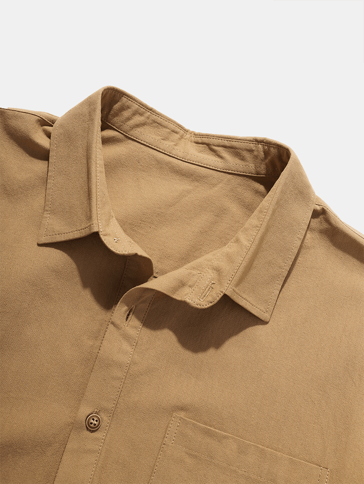 Mens 100% Cotton Basic Solid Color Lapel Short Sleeve Golf Shirt - MRSLM