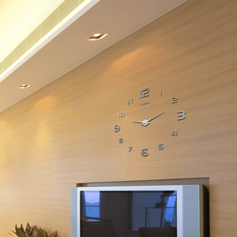 Large Wall Clock Decorative 3D DIY Luxurious Silent and Modern Home Decorations Mirror Surface - MRSLM
