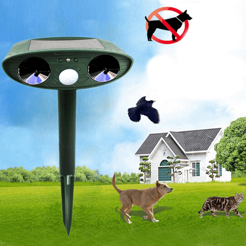 Greathouse Ultrasonic Solar Power Animal Dispeller Outdoor Garden Animal Scarer Cat Dog Repeller - MRSLM