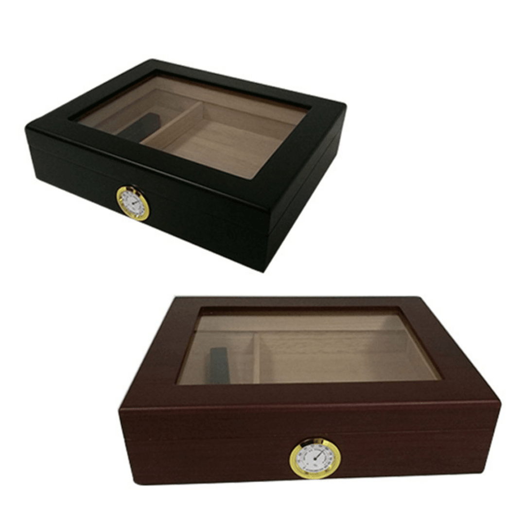 Humidor Box Storage Cedar Wood Wooden Lined Jewelry Box Humidifier Hygrometer - MRSLM