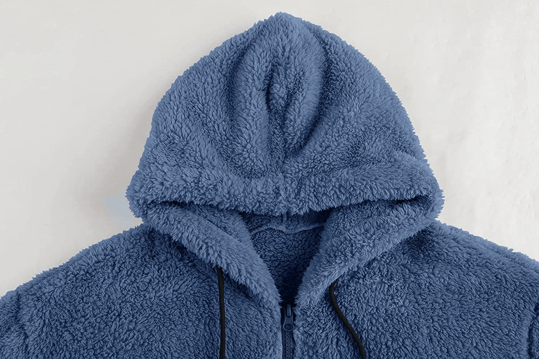 Men'S Solid Color Plush Cardigan Hooded Jacket - MRSLM