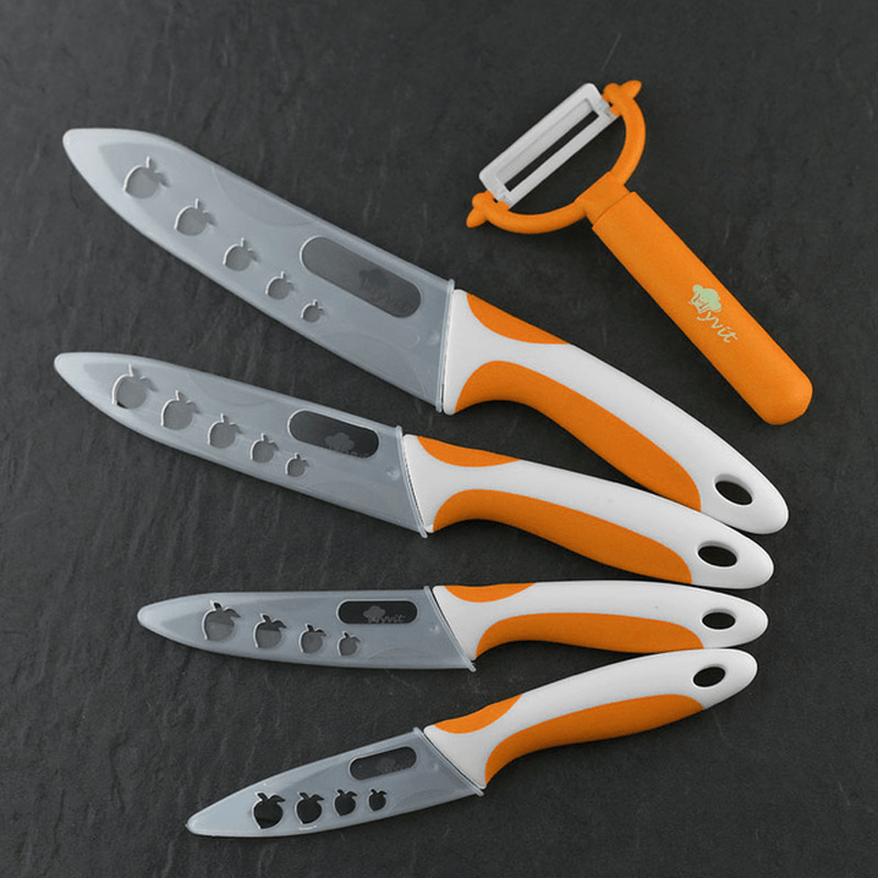 MYVIT Ceramic Knife Kitchen Knives 3 4 5 6 Inch + Peeler Black Blade Paring Fruit Vegetable Chef Utility Knife Cooking Tools Set - MRSLM