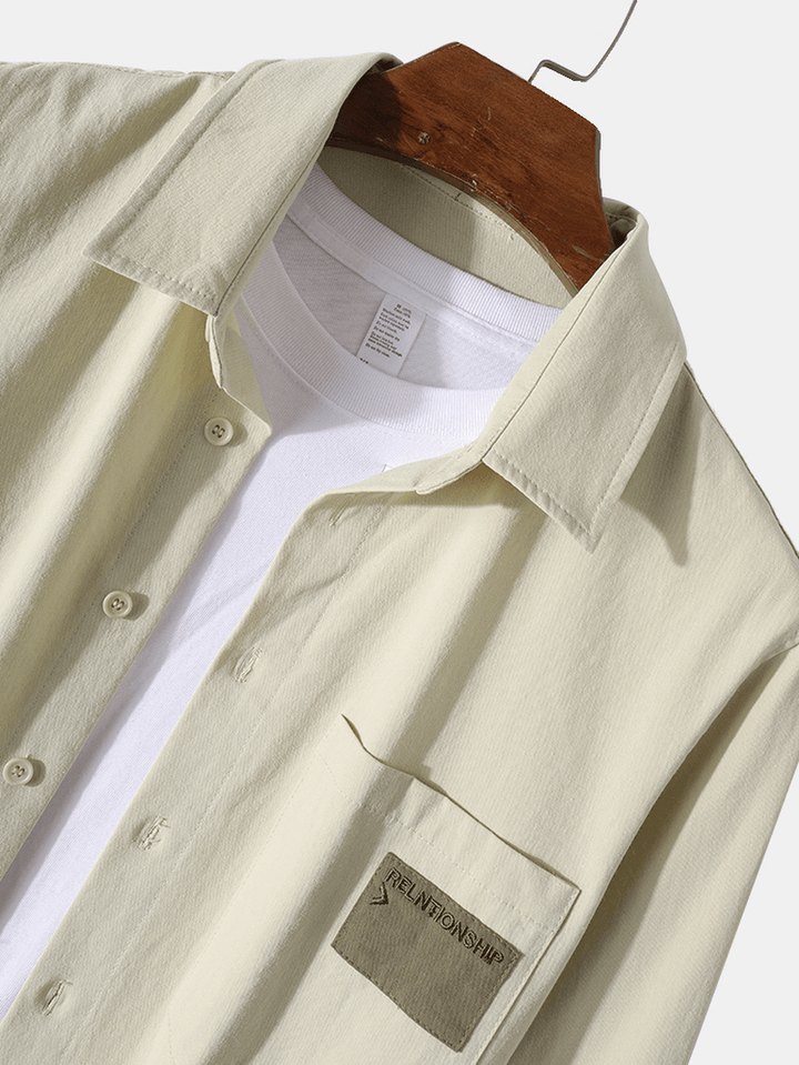 Mens 100% Cotton Button down Long-Sleeve Shirt - MRSLM