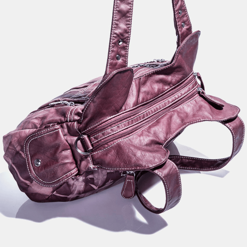 Angel Kiss Women PU Leather Multi-Carry Solid Color Crossbody Bag Shoulder Bag Tote Handbag - MRSLM