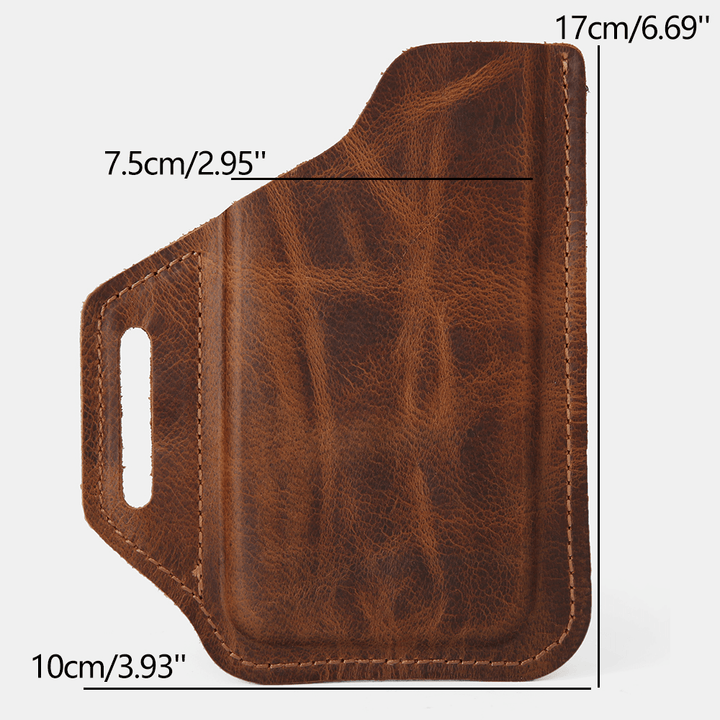 Ekphero Men Rub Color Genuine Leather Open 6.5 Inch Phone Bag Waist Bag Belt Bag - MRSLM