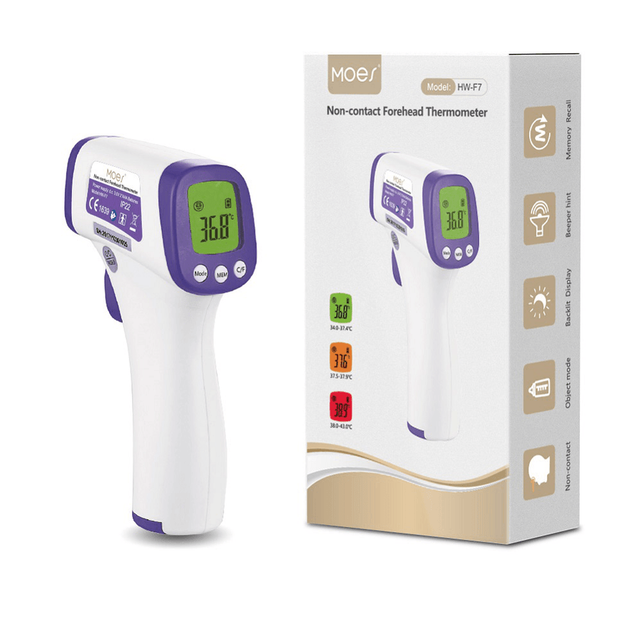 HW-F7 Digital Non-Contact Infrared Thermometer Forehead Thermometer for Body Temperature Measurement - MRSLM