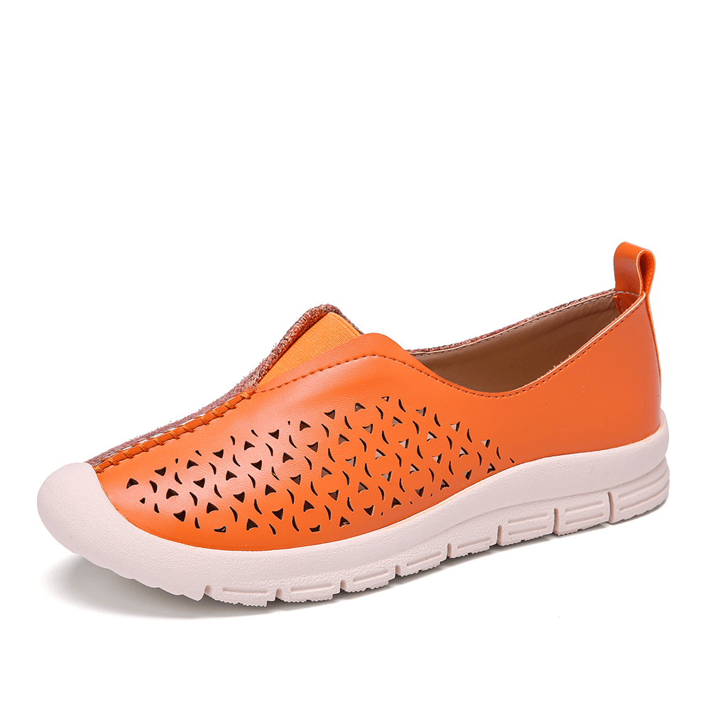 LOSTISY Women Colorblock Comfy Hollow Breathable Casual Flats - MRSLM