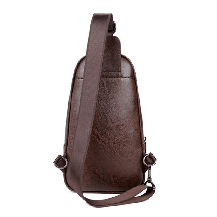 Men Genuine Leather Multifunctional Chest Bag Leisure Outdoor Sports Crossbody Bag Shoulder Bag - MRSLM