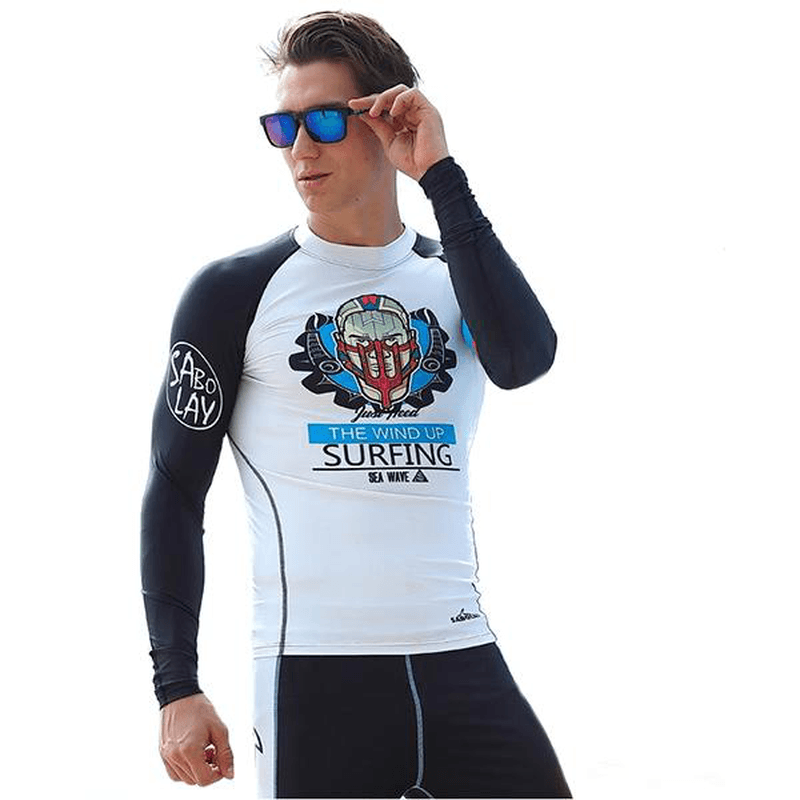 Men Diving Suit Shirts Tops Long Sleeve Swimwear Waterproof Quick Drying Clothing Surfing Snorke - MRSLM