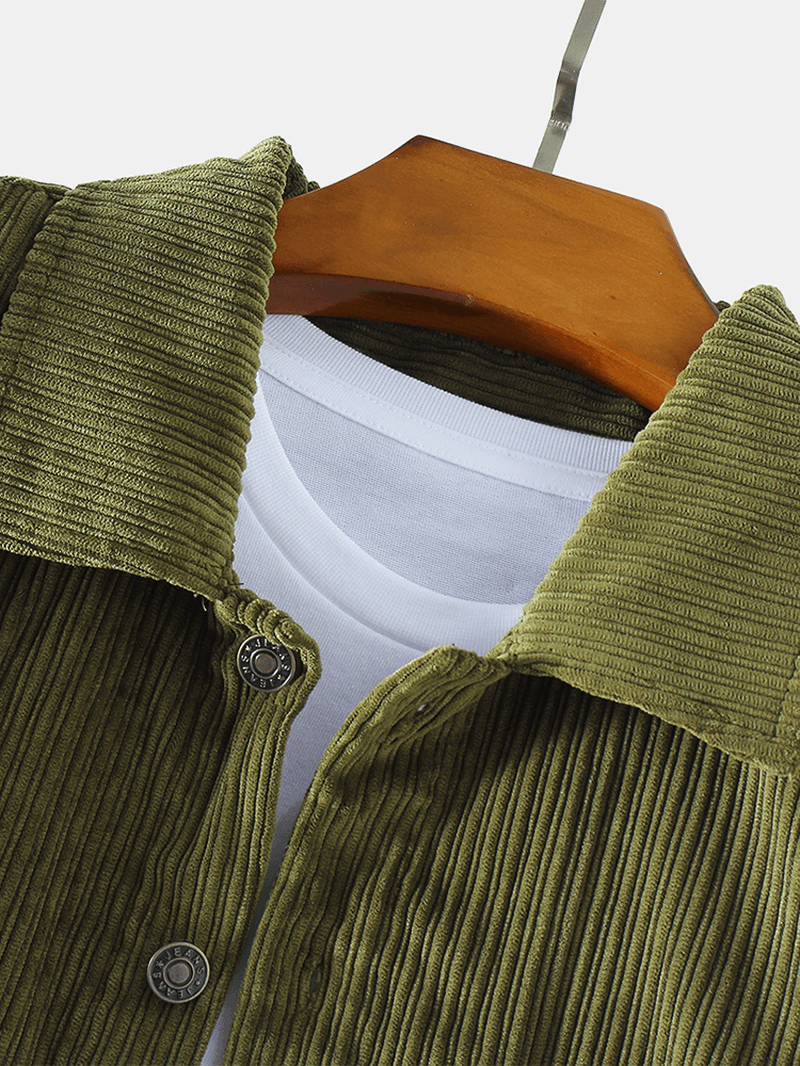 Banggod Design Men Corduroy Multi Pockets Long Sleeve Vintage Shirts Jacket - MRSLM