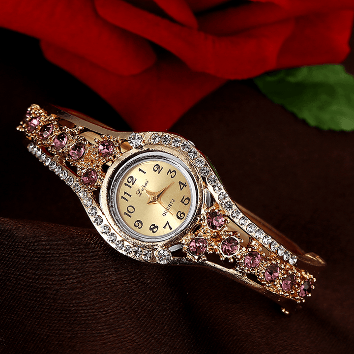 LVPAI XR1959 Fashionable Ladies Bracelet Watch Rhinestone Clock Quartz Watch - MRSLM