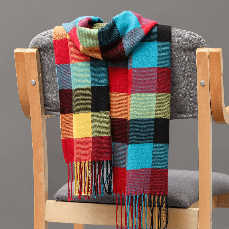 British Plaid Imitation Cashmere Tassels Couple Parent-Child Men'S Scarf - MRSLM