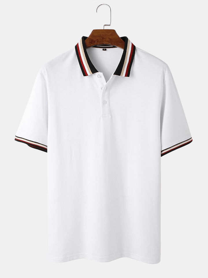 Mens Casual Solid Color Button Closure Business Golf Shirts - MRSLM