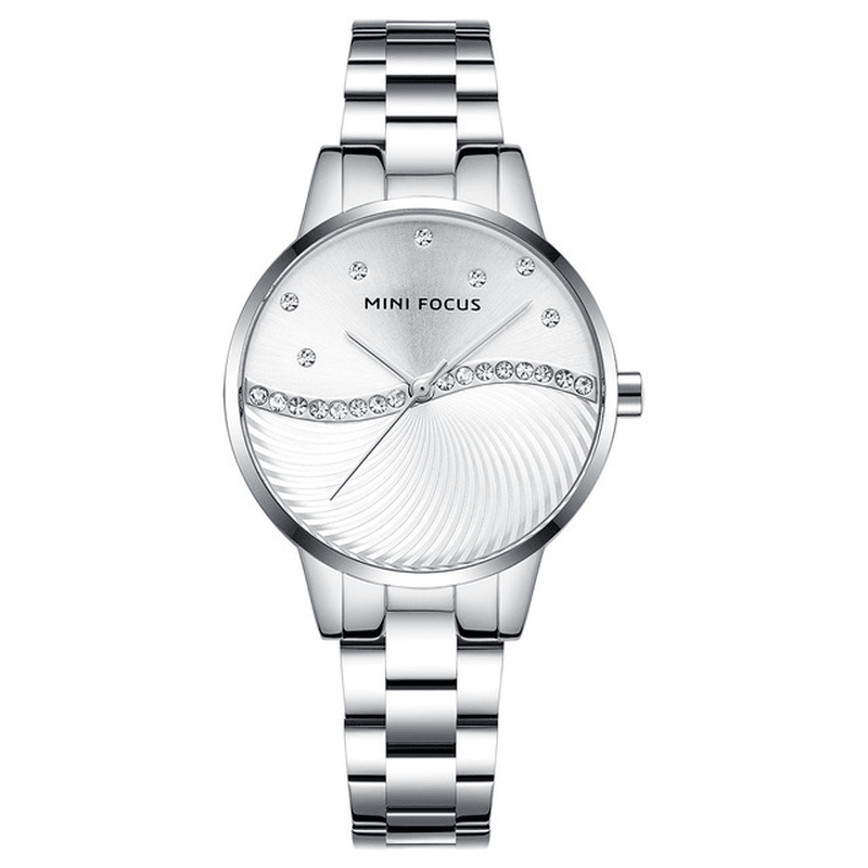 MINI FOCUS MF0263L Simple Deign Elegant Crystal Women Wrist Watch Stainless Steel Quartz Watch - MRSLM