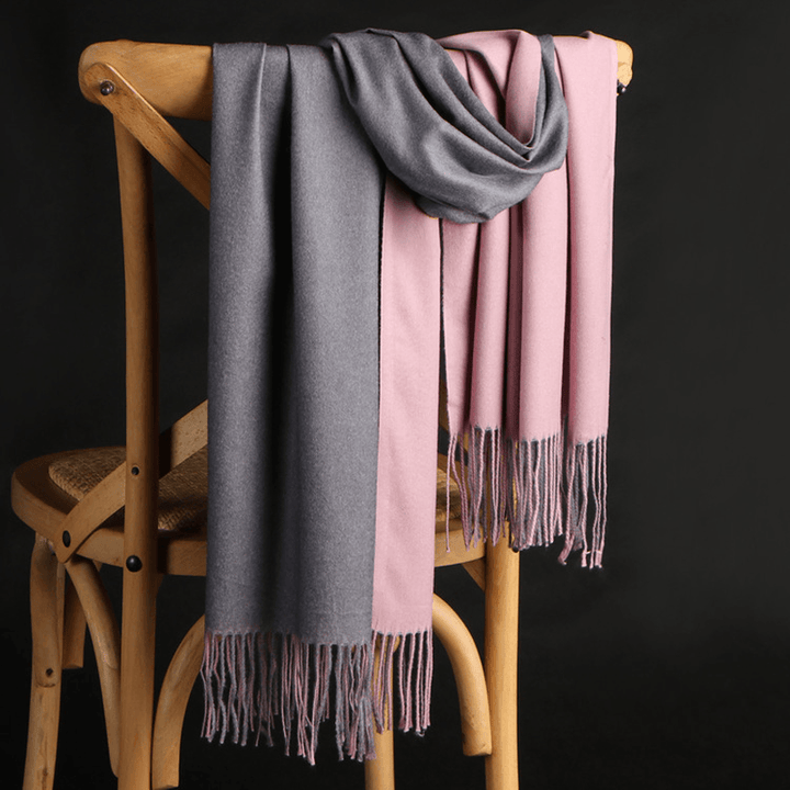 Double-Sided Cashmere Scarf Women Winter Korean Style Wild Tassel Shawl - MRSLM