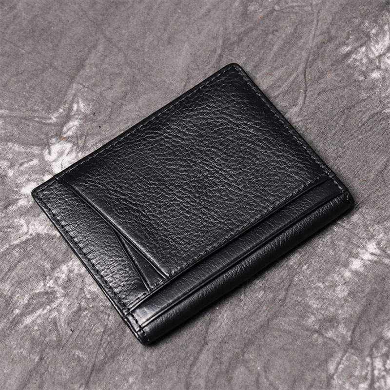 Men Genuine Leather Cowhide Multi-Slot Card Case License Pocket Card Holder Wallet - MRSLM