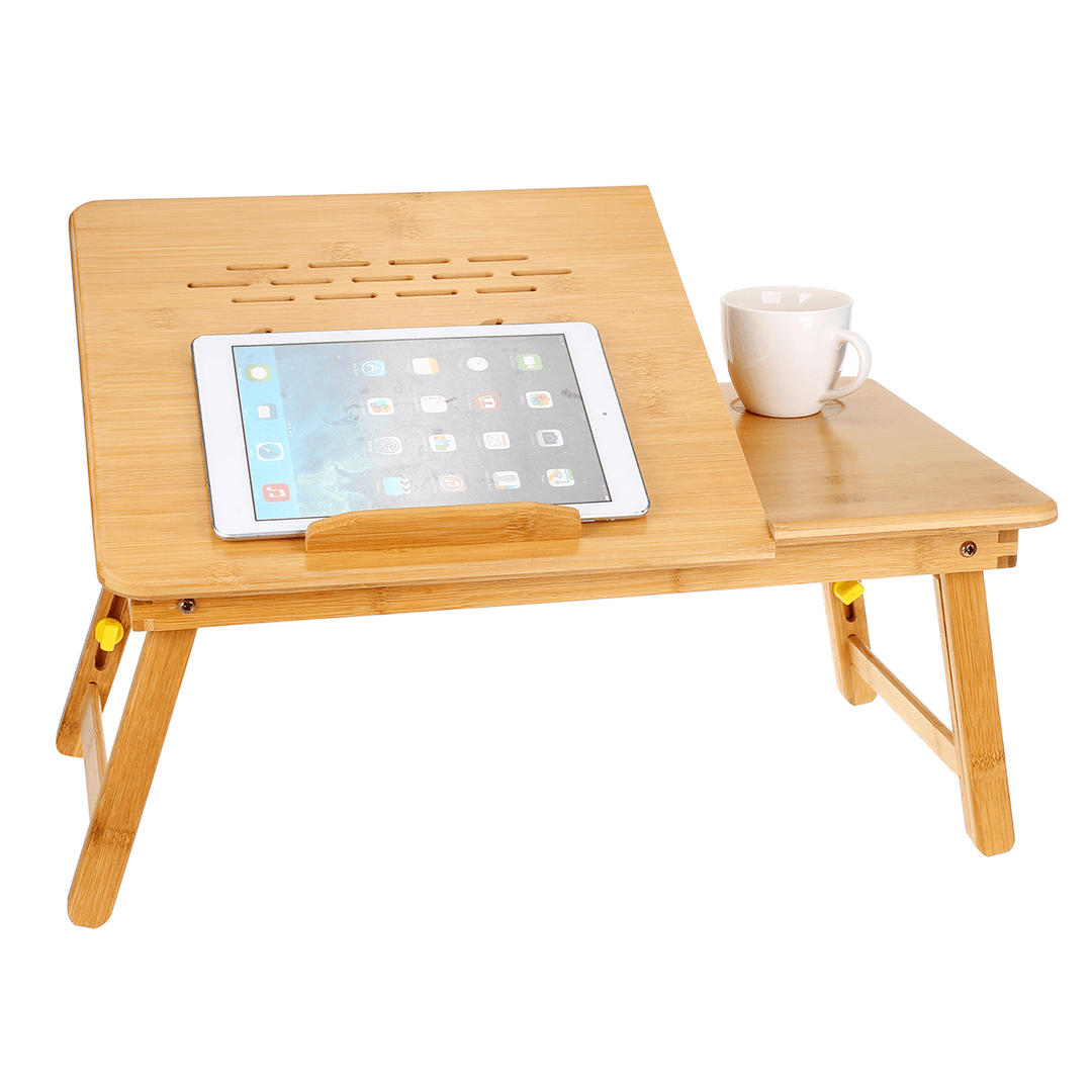 Bamboo Laptop Notebook Bed Desk Table Holder Sofa Tray Cooling Stand with Drawer - MRSLM
