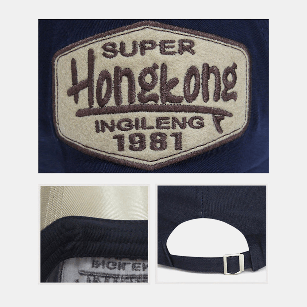 Men Cotton Letter Embroidery Patch Fitted Cap Outdoor Casual Sunscreen Sunshade Baseball Cap - MRSLM