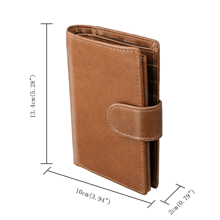 Men RFID Genuine Leather Vintage Short Wallet Card Holder - MRSLM