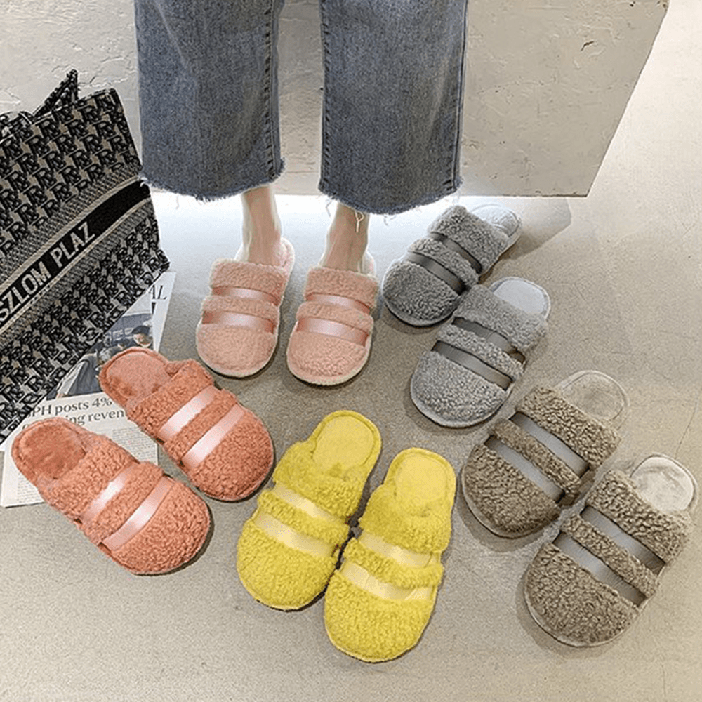 Women Warmed Lined Non Slip Home Plush Cotton Slippers - MRSLM
