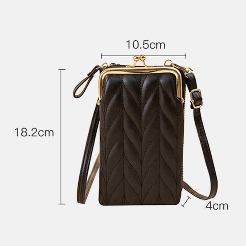 Women Faux Leather Fashion Multifunction Waterproof Crossbody Bag Brief Phone Bag - MRSLM