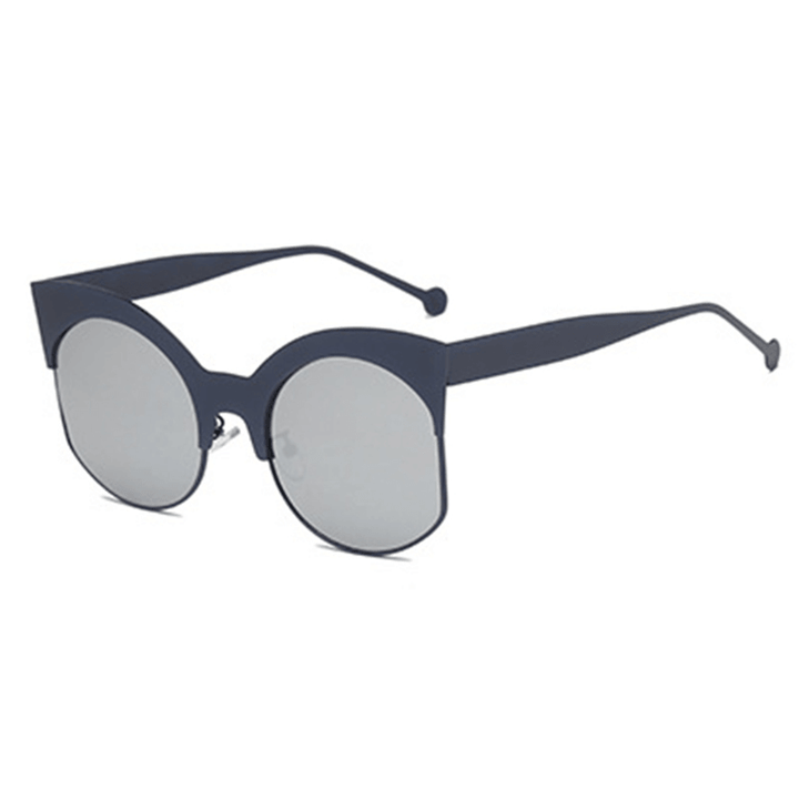 Women Men Outdoor Metal Half Frame Sunglasses Big Frame Ocean Piece Sunglasses - MRSLM