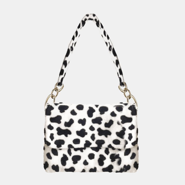 Women Felt Fashion Casual Leopard Pattern Soft Warm Shoulder Bag Handbag - MRSLM