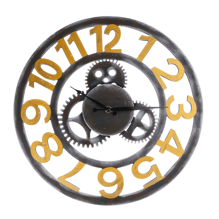 Gear Wall Clock Hollow-Out Rome Digital Restaurant Decorative Bell Diameter 40Cm - MRSLM