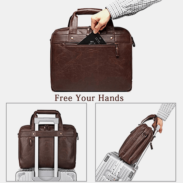 Men Vintage Multi-Pocket Messenger Bag Handbag Crossbody Bag for Business - MRSLM