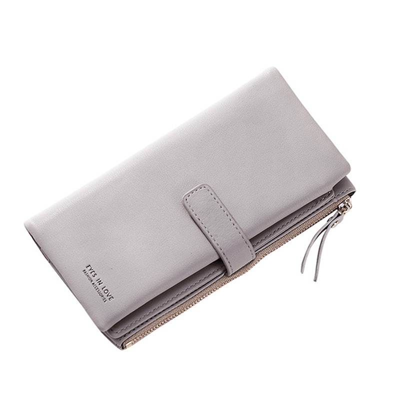 Women Faux Leather Tri-Fold 22 Card Slot Wallet Casual Solid Phone Purse Long Wallet - MRSLM