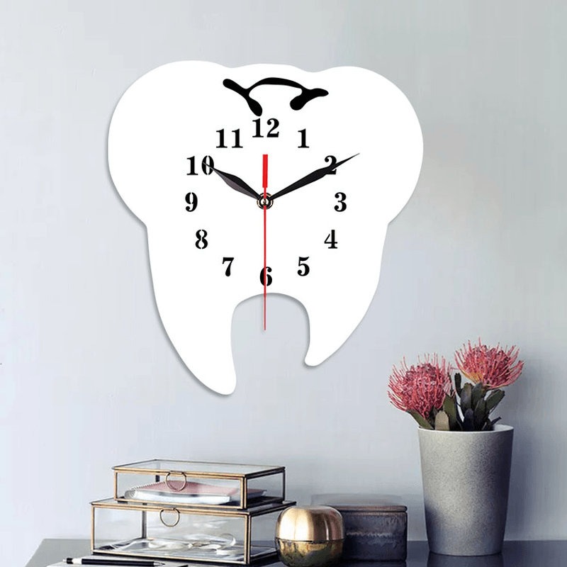 Emoyo ECY056 Tooth Shape Wall Clock Quartz Wall Clock 3D Wall Clock for Home Office Decorations - MRSLM