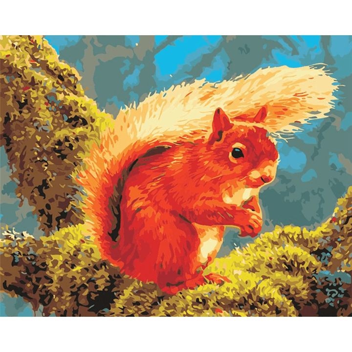 DIY Digital Painting Orange Squirrel Digital Painting Modern Decoration Gift for Children and Adults - MRSLM